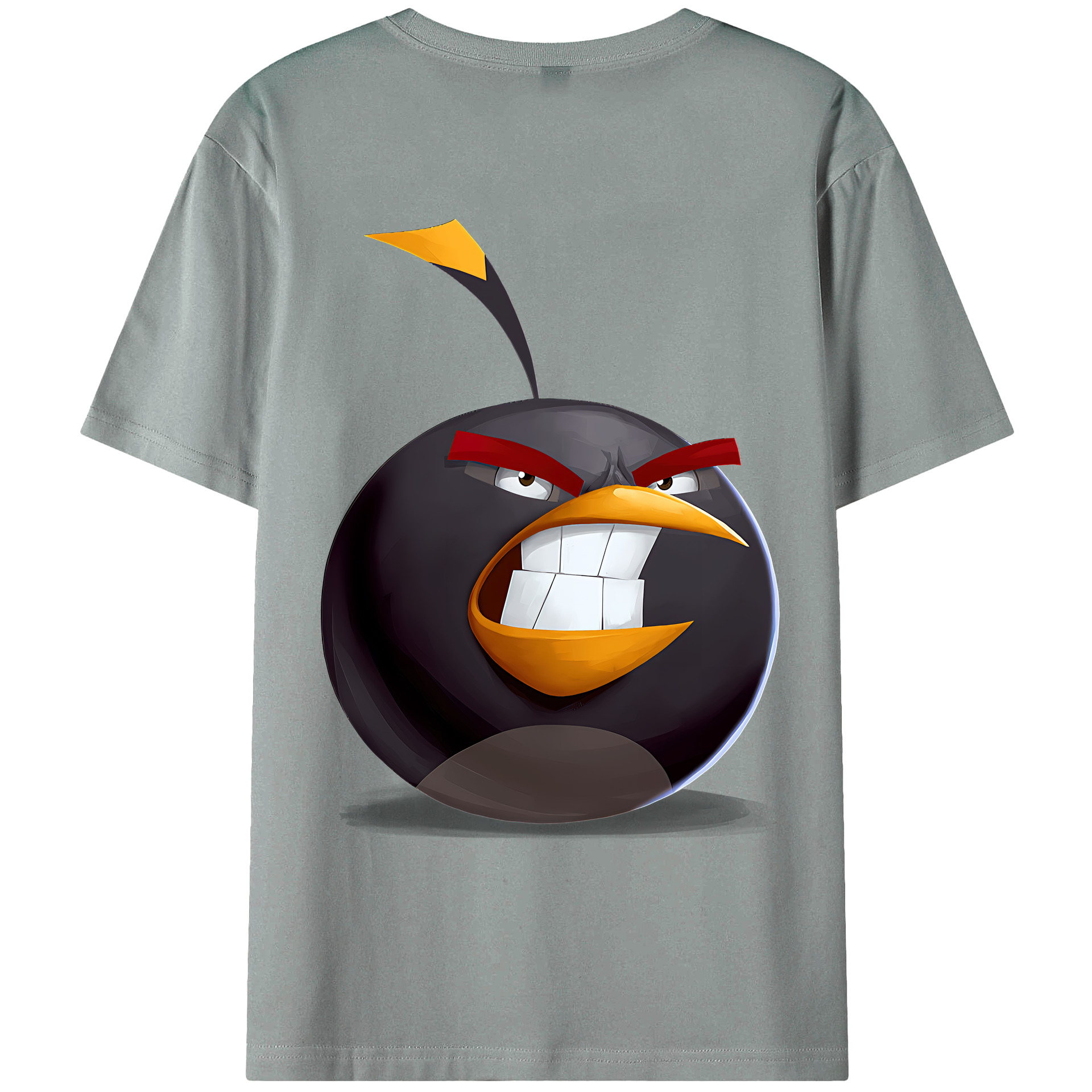 （画像用） Angry Birds アングリーバード 綿100％ メンズ半袖Tシャツ（バックプリント） 通気性